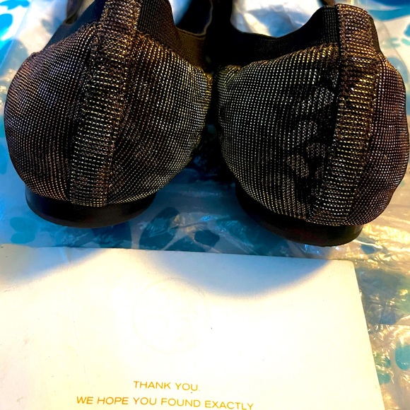 Tory Burch Caroline 2 Leopard Lurex Vegan Elastic Ballet Flat Women's Size 7.5M - Picture 2 of 4